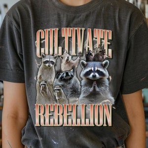 Raccoon T-shirts, Retro Trash Panda Rebellion Tee, Vintage 90s Graphic Band Shirt, Gift For Street Animal Lover