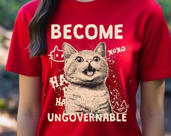 Camiseta política de gato, Conviértete en ingobernable, Camiseta de gato, Camiseta política, Camiseta de resistencia, Regalos de protesta, Regalo para activista