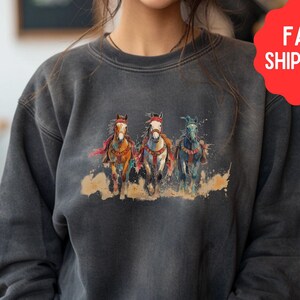 Western Vintage Horse Farm Sweatshirt, Farming Pullover Tee, Horse Lover Gift, Gift for Cowgirl, Gift for Cowboy