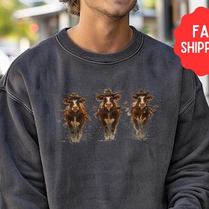 Western Cows Farm Animal Sweatshirt, Comfort Colors Farming Pullover Cows Lover Tee, Cowboys Gift