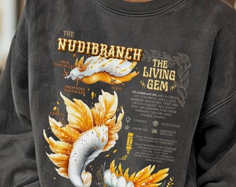Vintage Nudibranch Anatomy Sweatshirt: Mermaidcore Sea Slug Tee