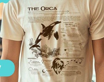 The Orca Killer Whale Shirt, Marine Animals Vintage Anatomical Tshirt, Gift For Surfers