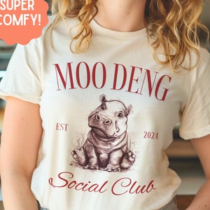 Maglietta carina Moo Deng con ippopotamo pigmeo, Animal Lover Social Club Est 2024, regalo ippopotamo per lei