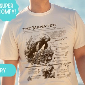 フロリダマナティー解剖学シャツ、海洋動物のビンテージ解剖学Tシャツ、サーファーへのギフト、彼または彼女へのギフト