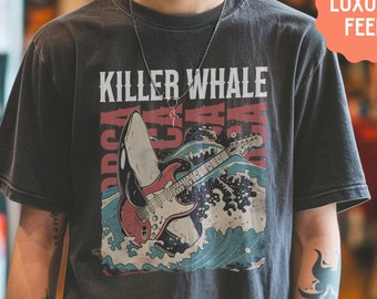 Band Shirt Orca Killer Whale Vintage Tee, Marine Biology Fun Bootleg Shirt, Gift for Marine Biologist Locals or Conservationist