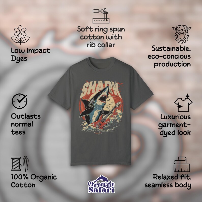 Guitarist Shark Vintage Band Shirt, Marine Biology Fun Bootleg Shirt, Gift for Shark Lover image 2