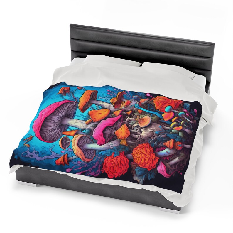 Magic Mushrooms Couch Blanket Gothic and Cottagecore Mushroom Bedding