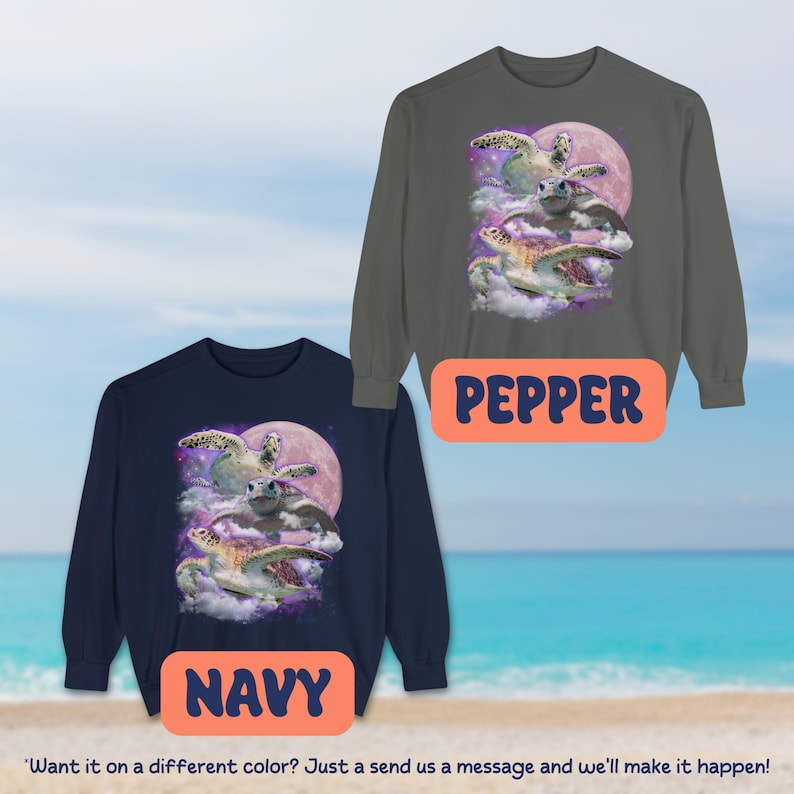Moon Sea Turtle Graphic Sweatshirt: Vintage Marine Biology Pullover image 8