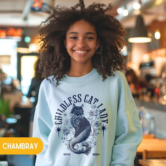 Childless Cat Lady Pullover Retro Cat Mermaid Oversized Vote 2024 Sweatshirt Gift for Childlesscat Lady Etsy