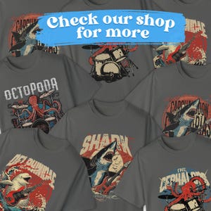 Guitarist Shark Vintage Band Shirt, Marine Biology Fun Bootleg Shirt, Gift for Shark Lover image 9