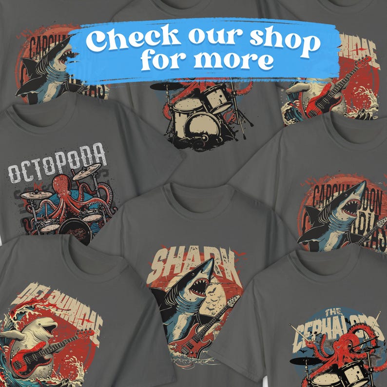 Guitarist Shark Vintage Band Shirt, Marine Biology Fun Bootleg Shirt, Gift for Shark Lover image 9