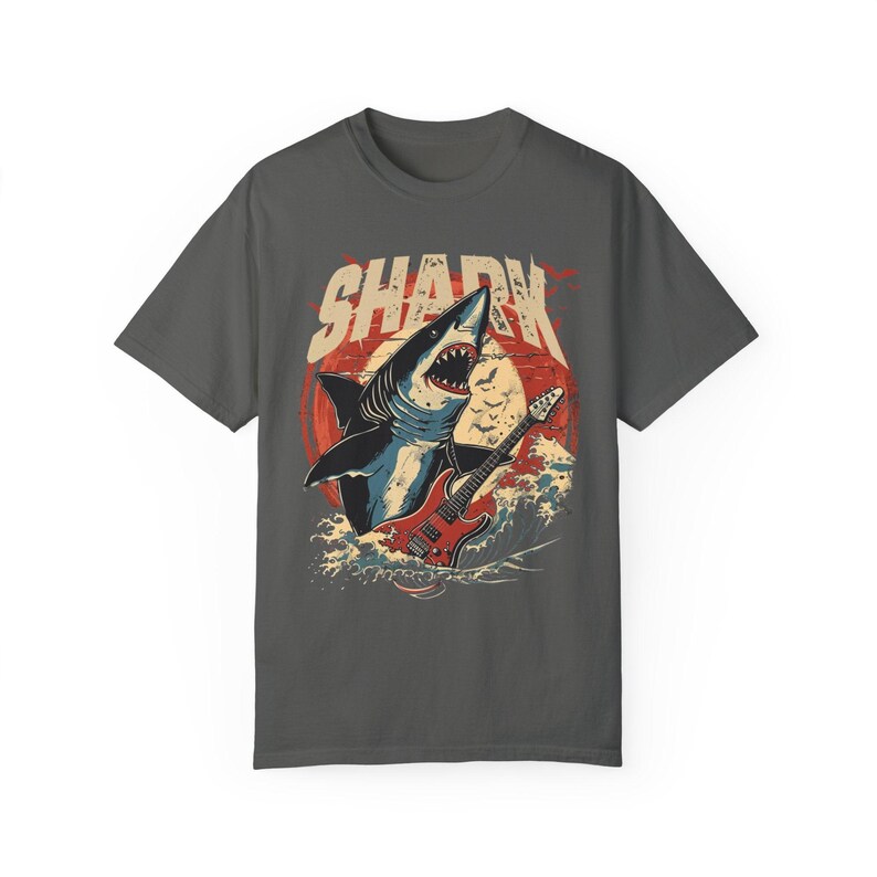Guitarist Shark Vintage Band Shirt, Marine Biology Fun Bootleg Shirt, Gift for Shark Lover image 7