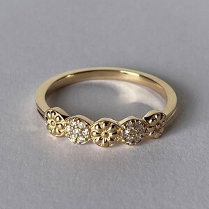 Diamant Pave Cluster Ehering - 14K Gold Floral, Natürlicher Diamant Schmuck Statement Ring Geschenk für sie - Muttertag, Jubiläum, Braut