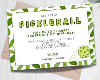 tennis  birthday invitation, tennis invitation, tennis party, instant download digital 7x5
