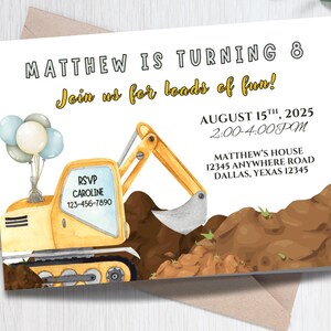 Construction Birthday Party Invitation, Truck Birthday Party Invite, construction crew invitation, instant Digital Download, any age,