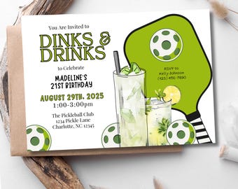 pickleball  birthday invitation editable let's hit the court tennis invite boy or girl digital 7x5 any age