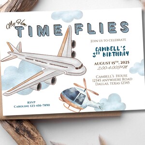 Time flies invitation, Time flies,  Airplane Birthday Invitation, boys airplane birthday invitation, instant download,  5x7 editable digital