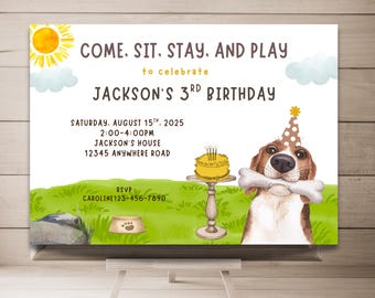 Invitación para fiesta de cumpleaños de perro, invitación para perro, invitación para fiesta de cachorros, invitación Let's Pawty, invitación editable, descarga instantánea, digital 7x5