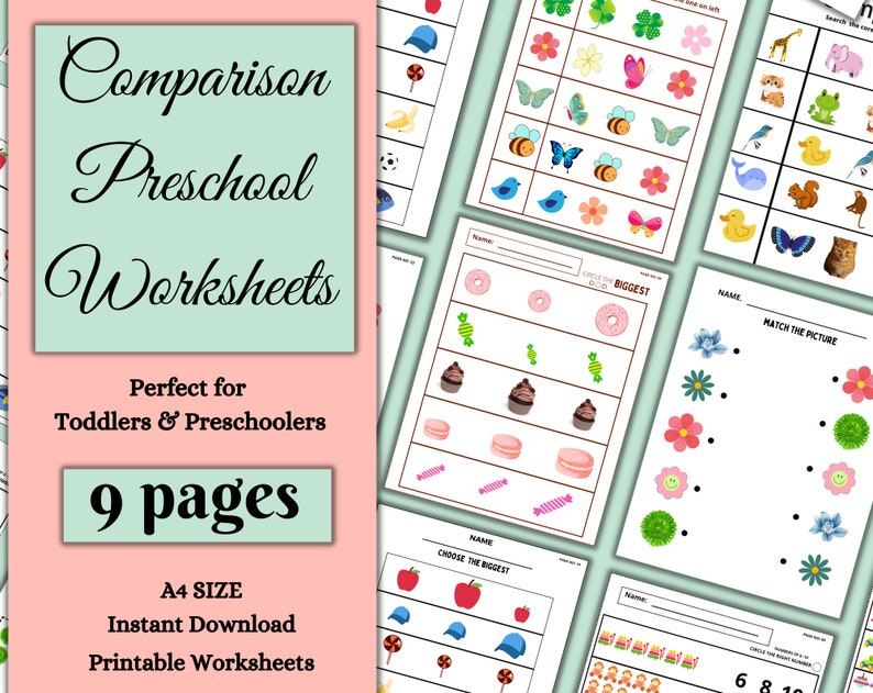Matching Worksheet Preschool Printable Worksheets - Etsy
