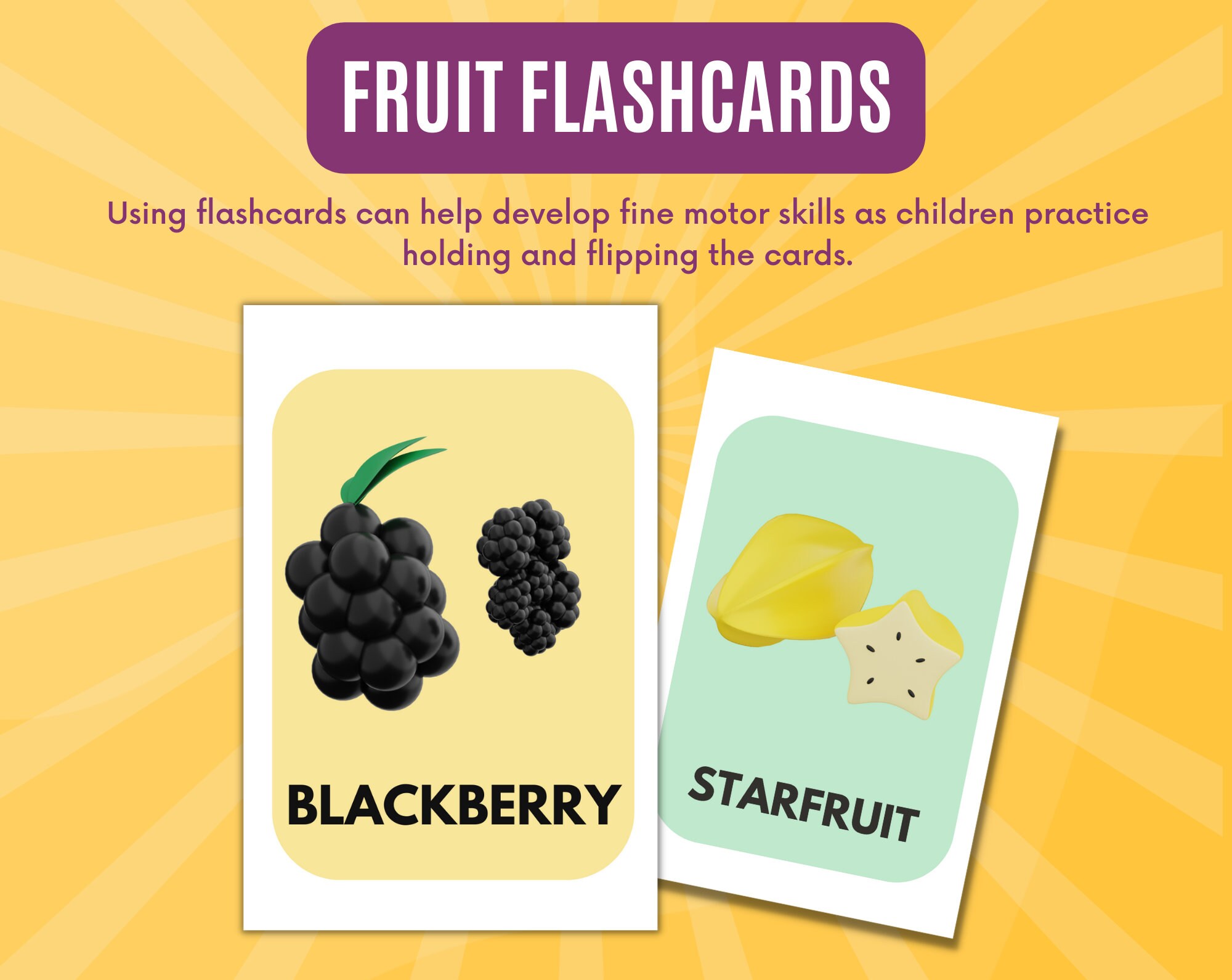 30 Editable Montessori Cards Pre-school Cards Fruits Cards Flashcards ...