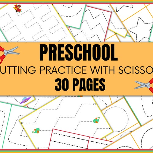 Cutting Activity Preschool Worksheets Preschool Curriculum - Etsy