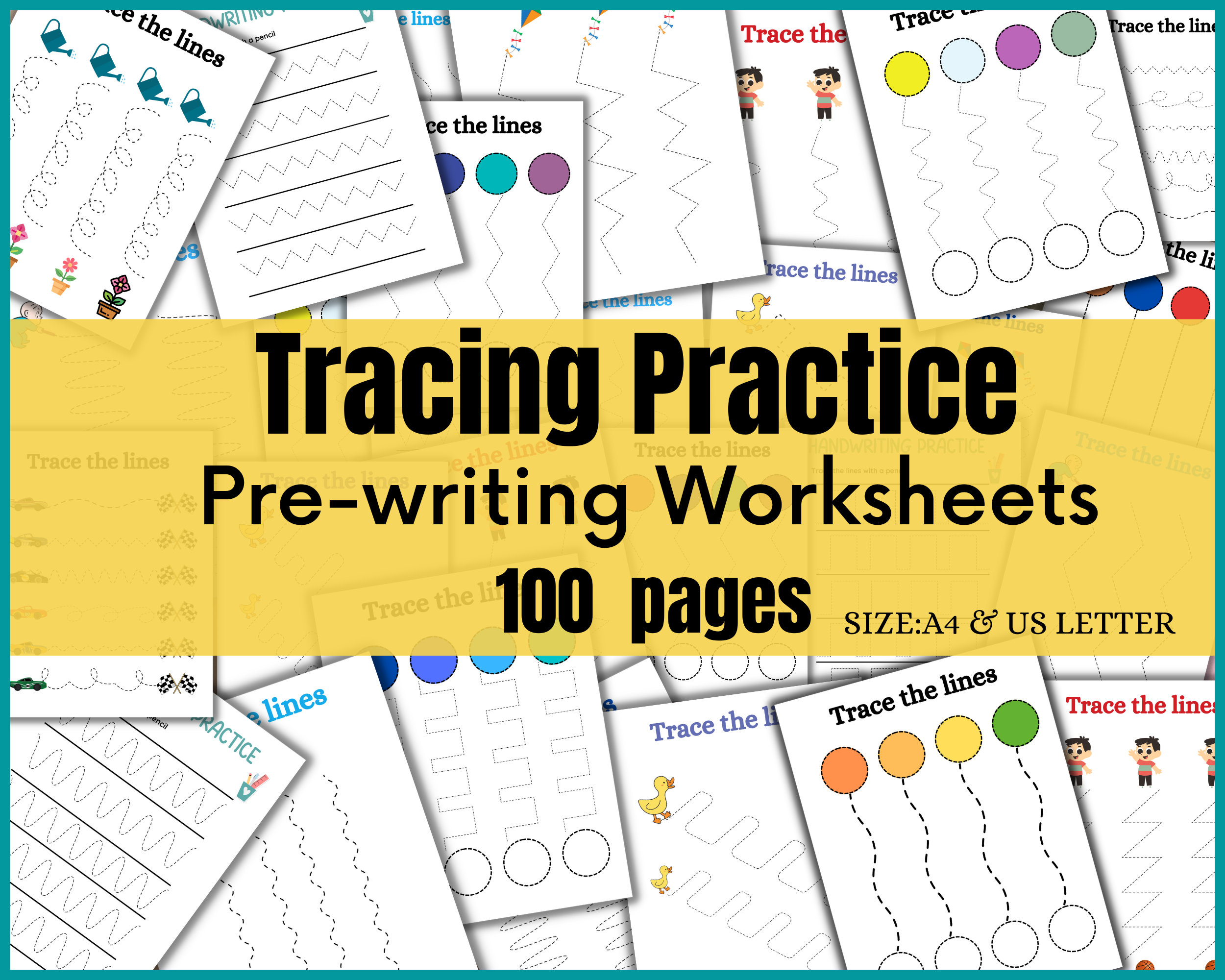 Tracing Worksheets Printable Preschool Worksheets Etsy Tracing Worksheets Printable Preschool Worksheets Etsy