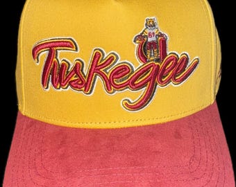 The Shed Inspired Suede Brim Snapback | Gold Crimson Heritage Hat | Alumni Gift Cap