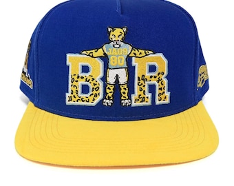 The Bluff Suede Brim Snapback Cap | Royal Blue Gold Heritage Hat | Alumni Gift