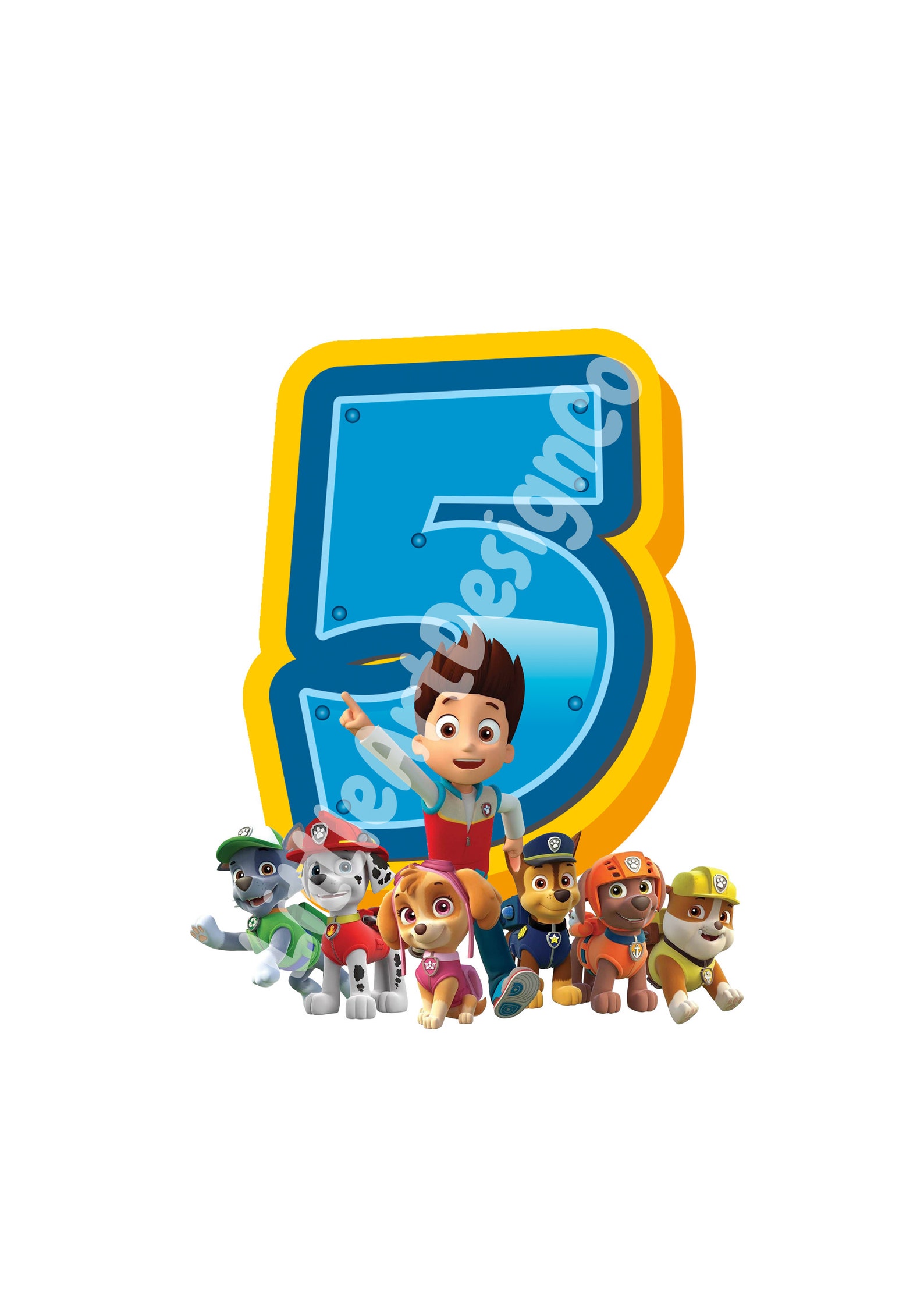 Paw Patrols 5th Birthday Printable Cake Topper Digital - Etsy Finland