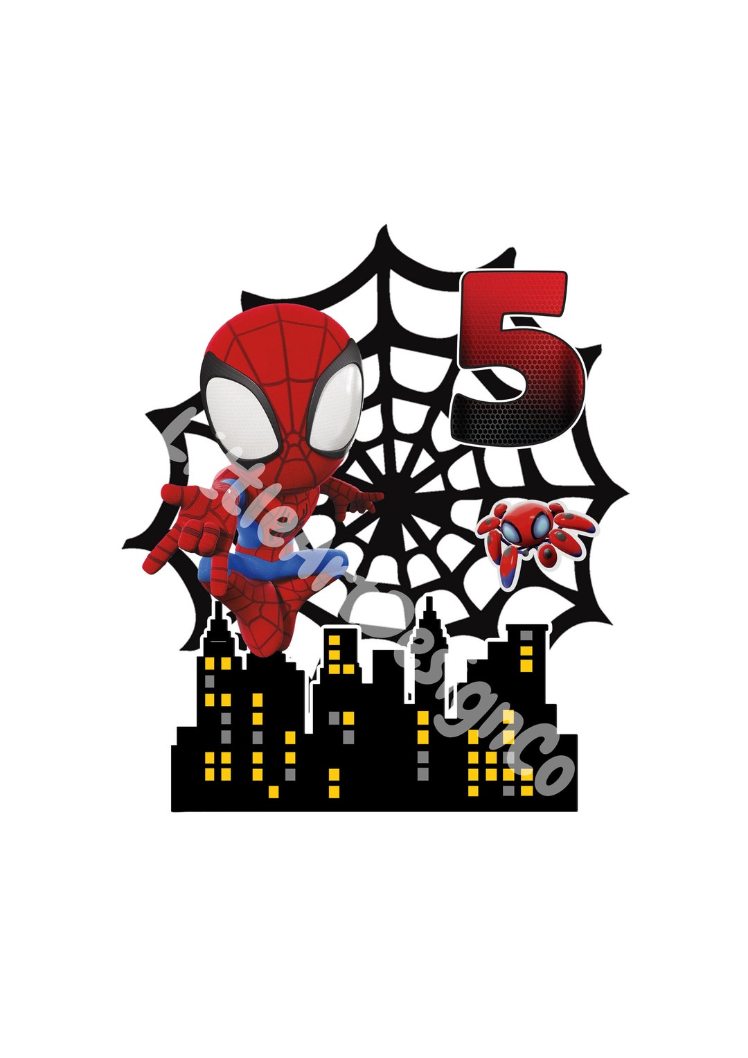 Printable Spidey 5th Birthday Spiderman Cake Topper Etsy