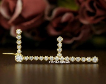 Bezel Set Runde Brilliantschliff Grün Diamant Anhänger Halskette | Großer Alphabet Buchstabe F Anhänger | Nur Angepasst Anhänger Aus 14K Gelbgold