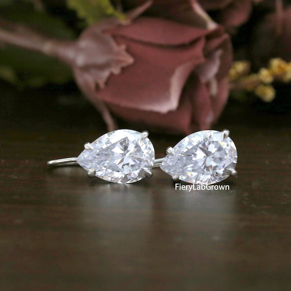 Lab Created Diamond Leverback Earrings Etsy