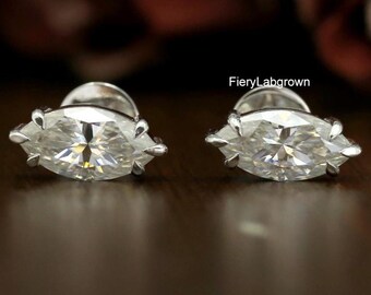 3 TCW Marquise Cut Ethical Diamant Ohrringe | Schöne Klauen Prong Set Solitaire Diamant Ohrstecker | 10K Weißgold Damen Ohrringe