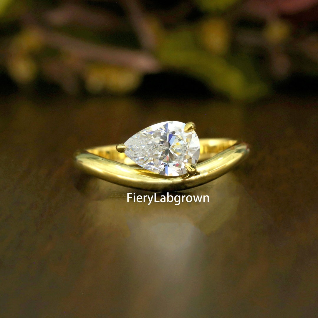 Buy Pear Cut Diamond Solitaire Engagement Ring East to West Set Ring