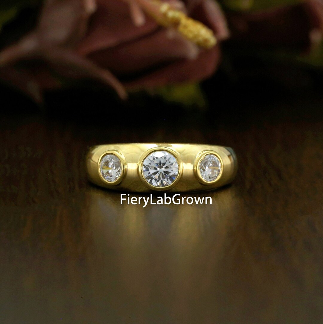 Buy 1 TCW Round Cut Eco Friendly Lab Diamond Ring CVD Three Stone With ...