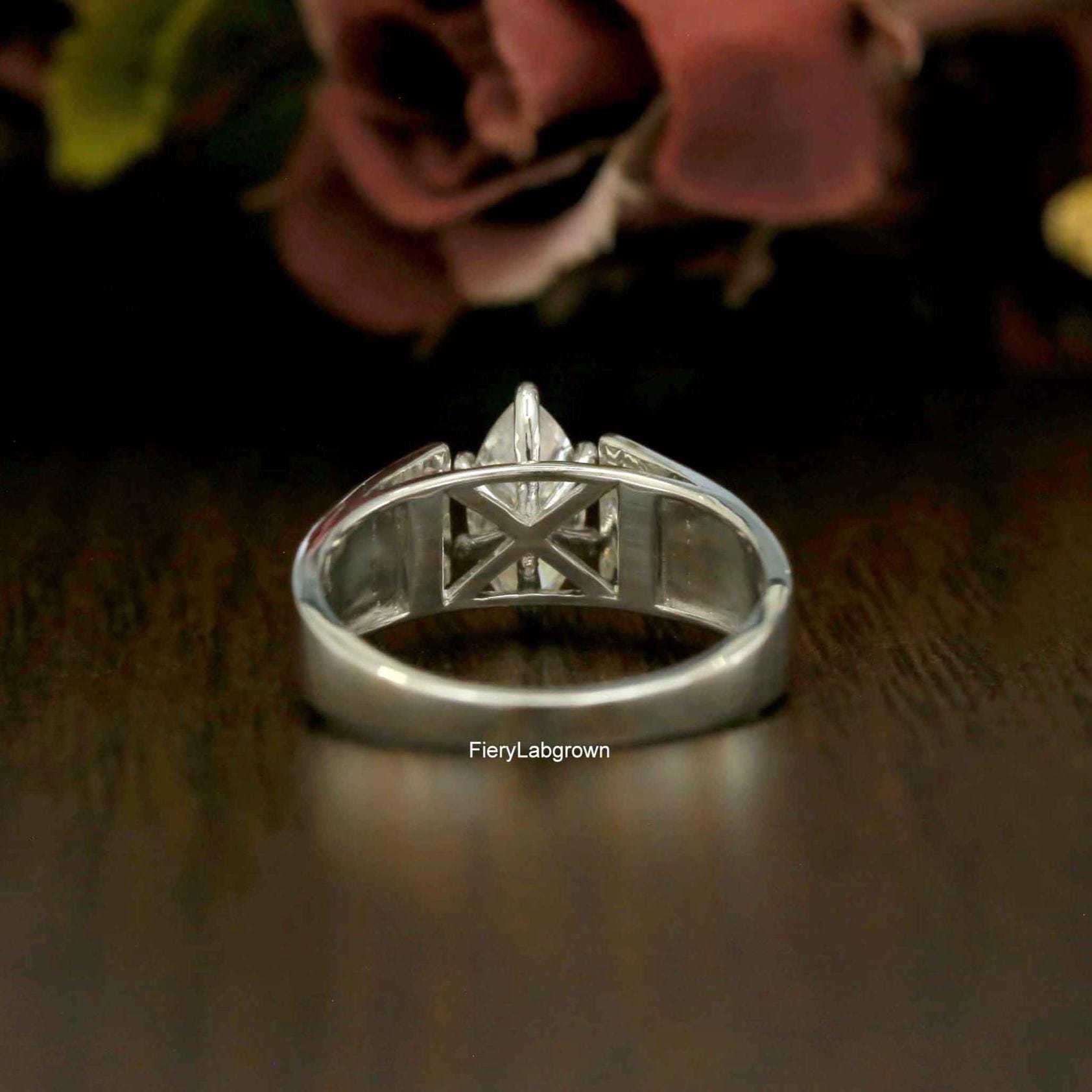 10x5mm Marquise Cut CVD Diamond Engagement Ring | Solitaire Diamond ...