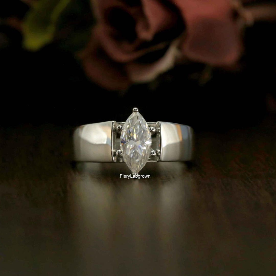 10x5mm Marquise Cut CVD Diamond Engagement Ring | Solitaire Diamond ...