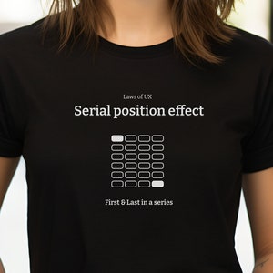 Serial position, Laws of UX, UX Design T-Shirt , design puns, gift for designer, user experience, graphic designers, UX principles