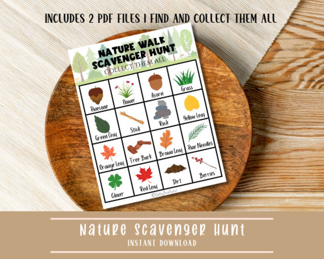 Nature Scavenger Hunt for Kids Printable Instant Download Collect and ...