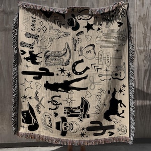 Wild West Woven Blanket Cowboy Blanket Cowgirl Woven Blanket Western Tapestry Country Wall Hanging Woven Throw Blanket Gift Cowboy Tapestry