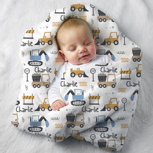 Personalized Construction Truck Kids Blanket Custom Boys Blanket Gift Custom Name Blanket New Baby Gift for Boy Car Blanket Room Decor