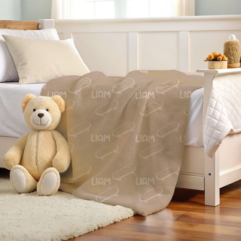 Cool Kids Skateboard Personalized Kids Name Blanket, Boy Blanket, Baby