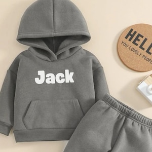 Custom gepersonaliseerde hoodie babyjoggingbroek | Genderneutrale set | Gezellige zachte sweaterset met capuchon | Naamcadeau | Sweater voor baby&#39;s | Baby