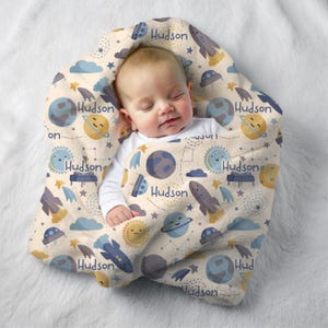 Space Blanket, Personalized Baby Blanket Gift, Toddler Blanket, Outer Space Nursery Decor, Toddler Birthday Gift, Outer Space Theme, Rocket