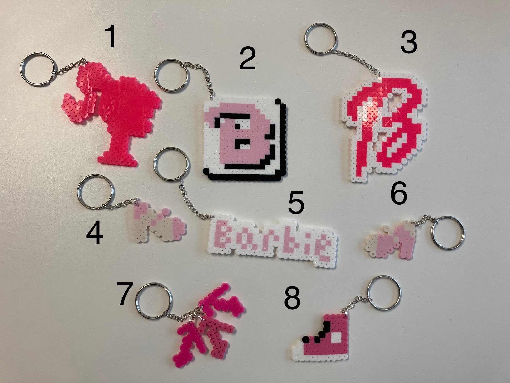 Handmade Perler Bead Keychains Barbie Etsy
