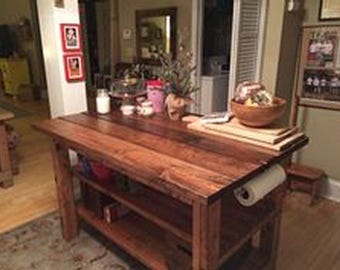 Revitalize Your Kitchen with our Rustic Kitchen Island. Boost counter space  in style! Your culinary haven awaits!  DIY Plans/Guide Only!