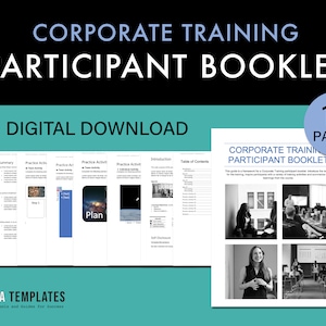 Participant Workbook for Corporate Training Course. Editable. Printable. A4 and US Letter size. PDF & Microsoft Word Download.