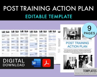 Post Training Action Plan Template, Editable (Digital Download)