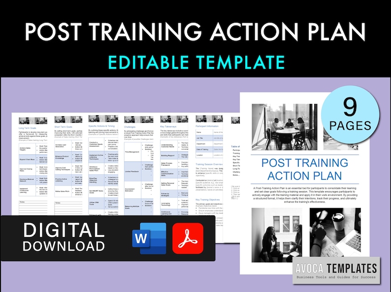 Post Training Action Plan Template, Editable (digital Download) - Etsy