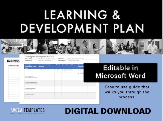 Learning and Development Plan and Framework. Editable in Microsoft Word. A4 & US Letter Sizes. Corporate and Professional. Word and PDF.